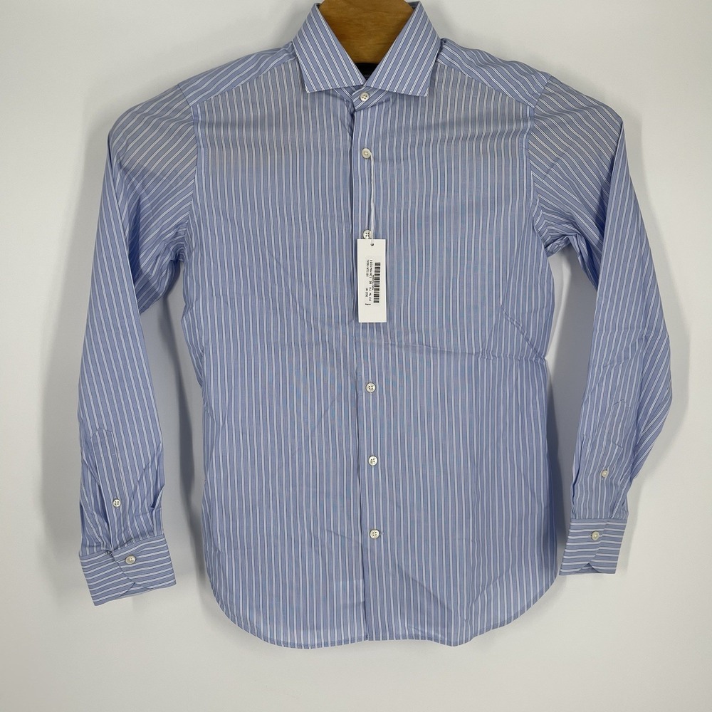 Tintoria Mattei 954 Gentleman Blue White Striped Dress Shirt Mens 39 15.5